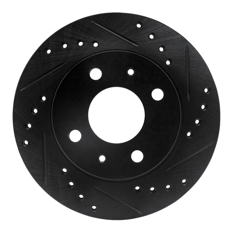 Nissan Lucino Brake Rotor (1) - Front Right - R1 Concepts - Drilled & Slotted - Black - `95-`00